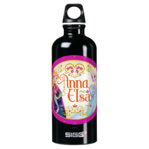 Anna and Elsa   Floral Frame Aluminum Water Bottle