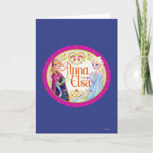 Anna and Elsa   Floral Frame Card