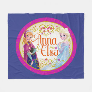 Anna and Elsa   Floral Frame Fleece Blanket