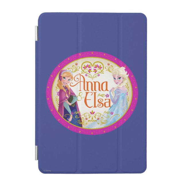 Anna and Elsa | Floral Frame iPad Mini Cover (Front)