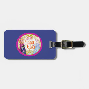Anna and Elsa Floral Frame Luggage Tag