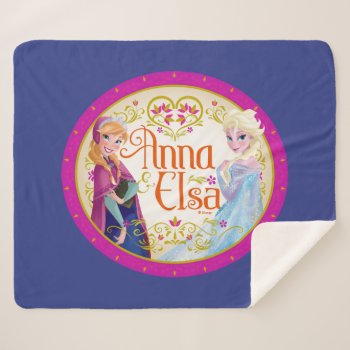 Anna And Elsa | Floral Frame Sherpa Blanket by frozen at Zazzle