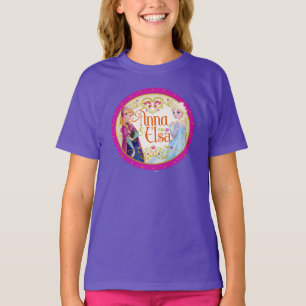 Anna and Elsa Floral Frame T-Shirt