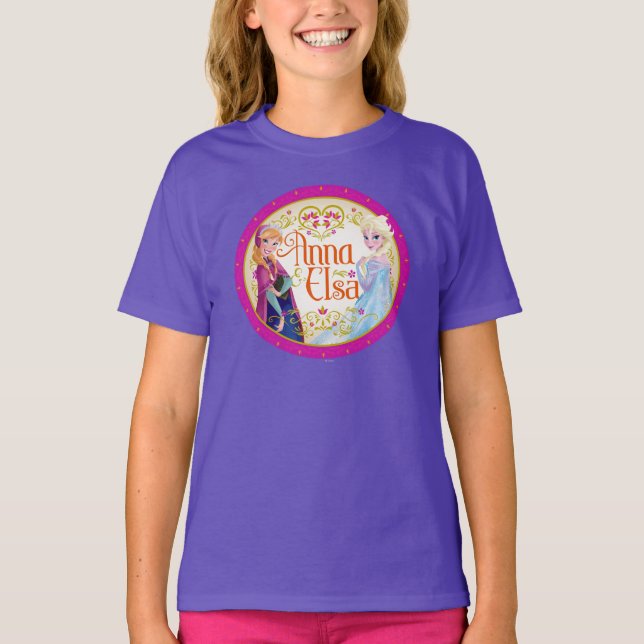 Anna and Elsa | Floral Frame T-Shirt (Front)