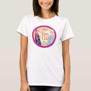 Anna and Elsa Floral Frame T-Shirt
