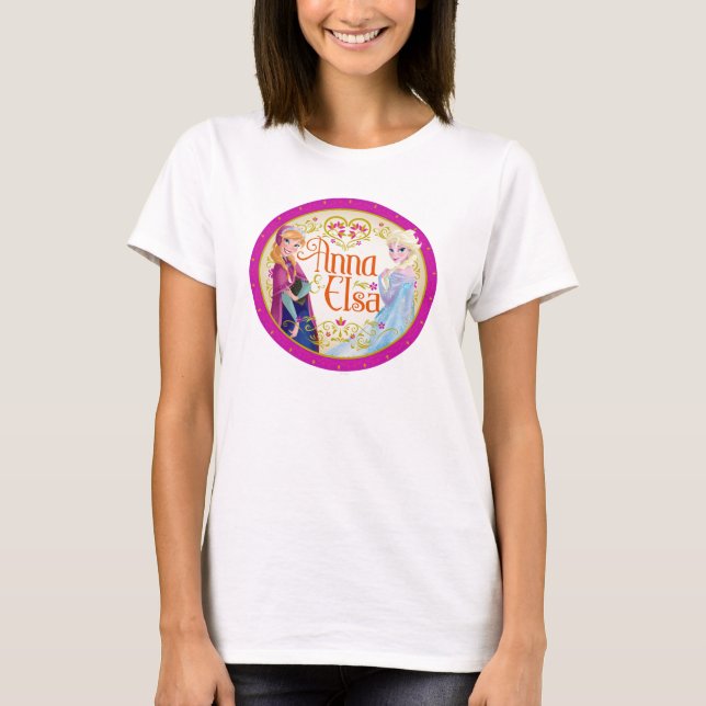 Anna and Elsa | Floral Frame T-Shirt (Front)