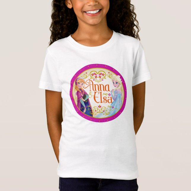 Anna and Elsa | Floral Frame T-Shirt (Front)