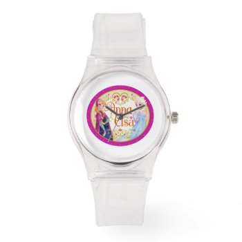 Anna And Elsa | Floral Frame Watch by frozen at Zazzle