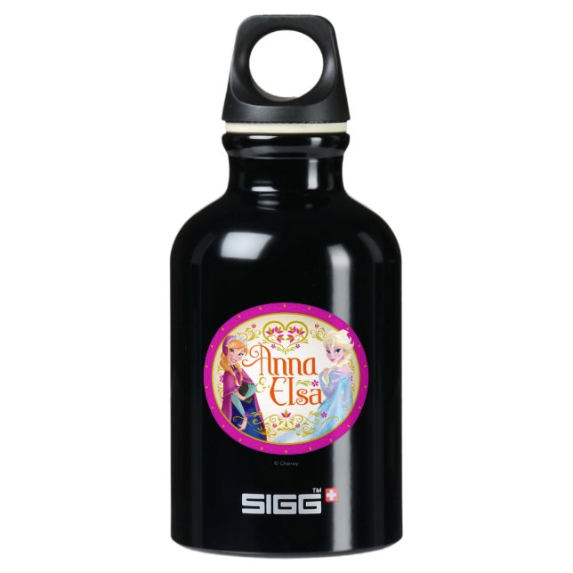 Anna and Elsa | Floral Frame Water Bottle (Front)