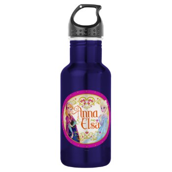 Anna And Elsa | Floral Frame Water Bottle by frozen at Zazzle