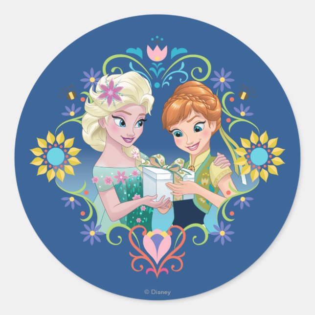 Anna and Elsa | Gift for Sister Classic Round Sticker (Front)