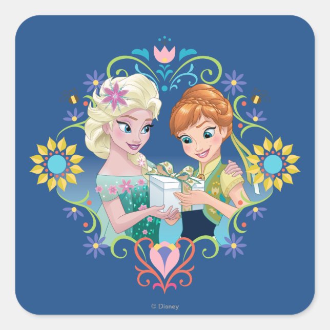 Anna and Elsa | Gift for Sister Square Sticker (Front)