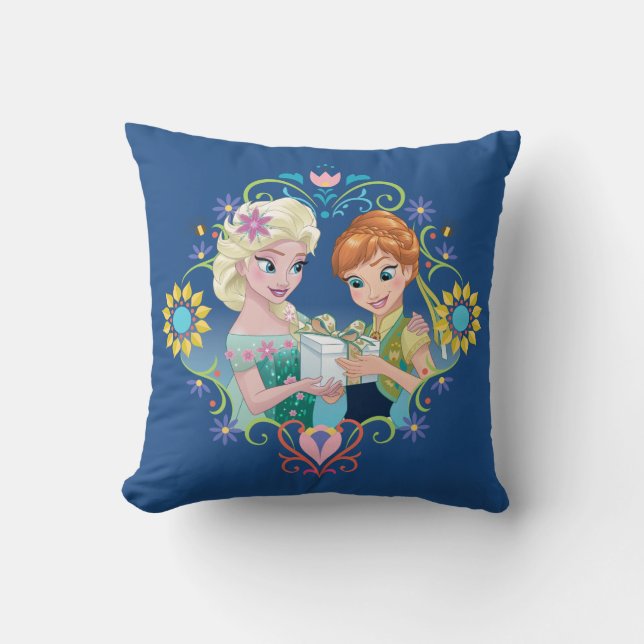 Anna and Elsa | Gift for Sister Throw Pillow (Front)