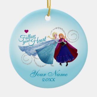 Anna and Elsa | Holding Hands Add Your Name Ceramic Ornament