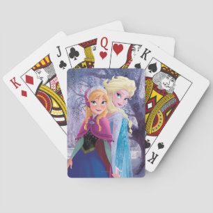 Anna and Elsa Holding Hands Playing Cards