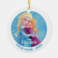 Anna and Elsa | Hugging Add Your Name Ceramic Ornament