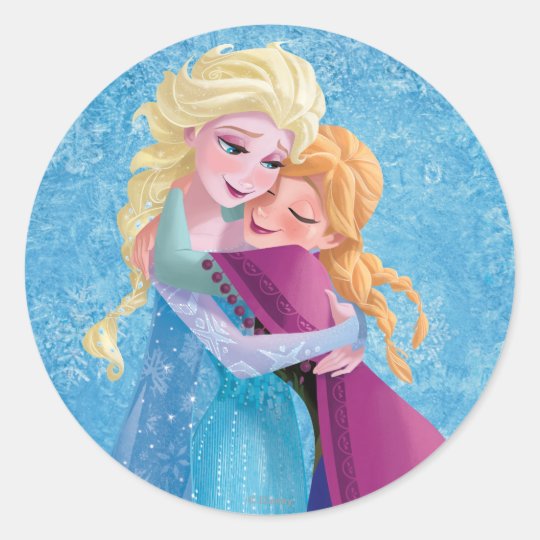 Anna and Elsa Hugging Classic Round Sticker