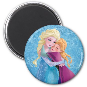 Anna And Elsa | Hugging Magnet by frozen at Zazzle