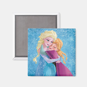 Anna and Elsa Hugging Magnet
