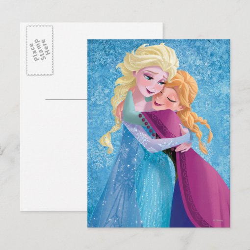 Anna and Elsa | Hugging Postcard | Zazzle
