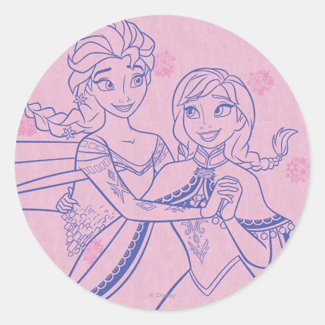 Anna and Elsa | I Love My Sister Classic Round Sticker | Zazzle
