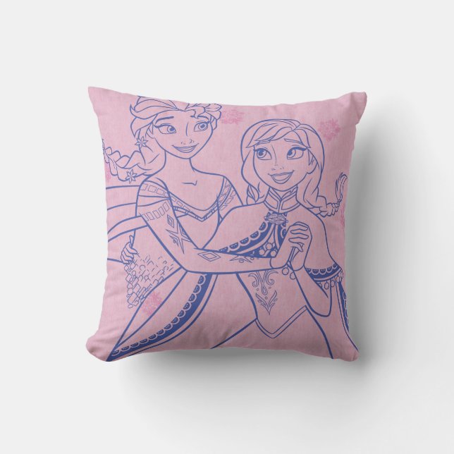 Anna and Elsa | I Love My Sister Throw Pillow (Front)