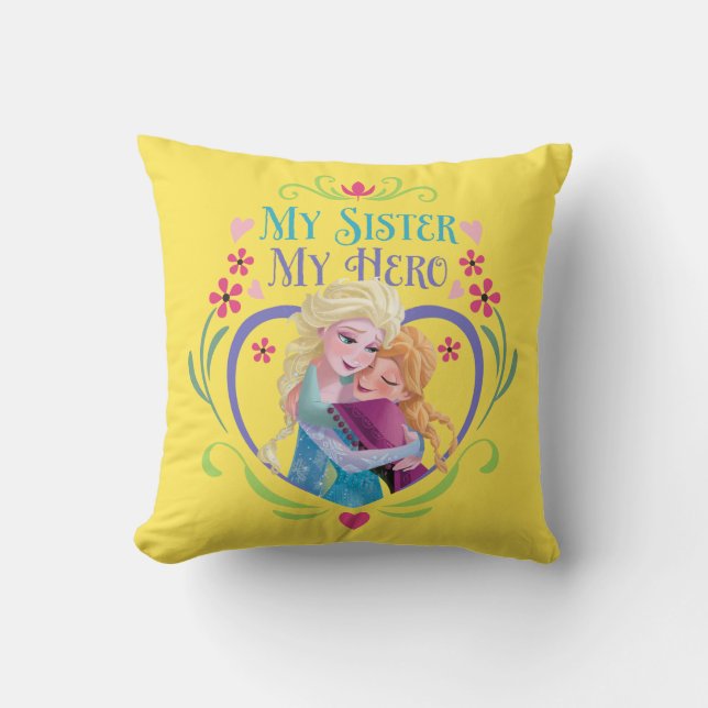 Anna and Elsa | My Sister My Hero Throw Pillow (Front)
