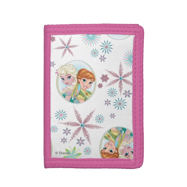 Anna and Elsa Pattern Tri-fold Wallet (Front Vertical)