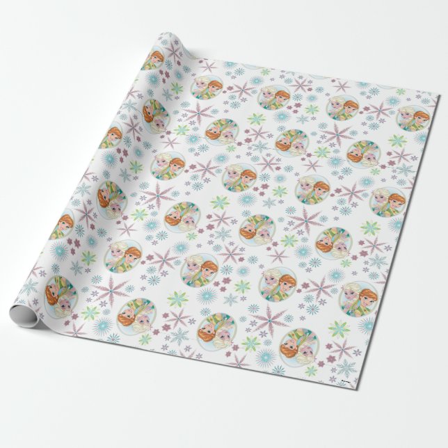 Anna and Elsa Pattern Wrapping Paper (Unrolled)