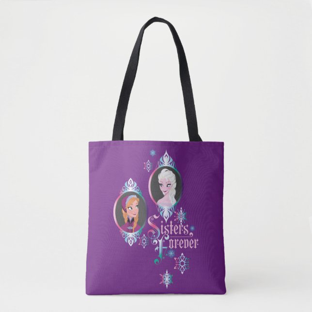 Anna and Elsa | Portraits in Snowflakes Tote Bag (Front)