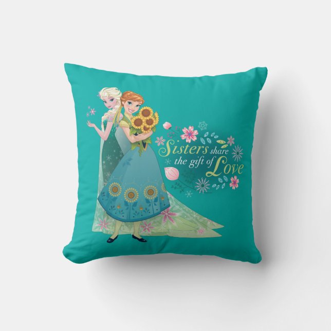 Anna and Elsa | Sister Love Throw Pillow (Front)