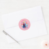 Anna and Elsa | Sisters with Flowers Classic Round Sticker (Envelope)