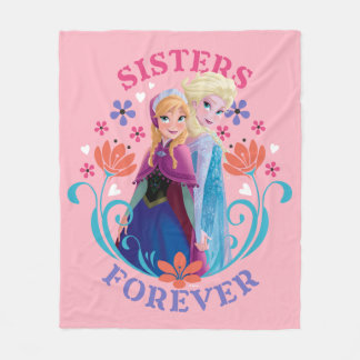 Anna and Elsa | Sisters with Flowers Fleece Blanket