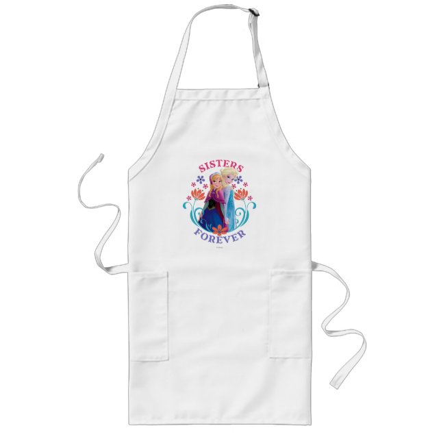 Anna and Elsa | Sisters with Flowers Long Apron (Front)