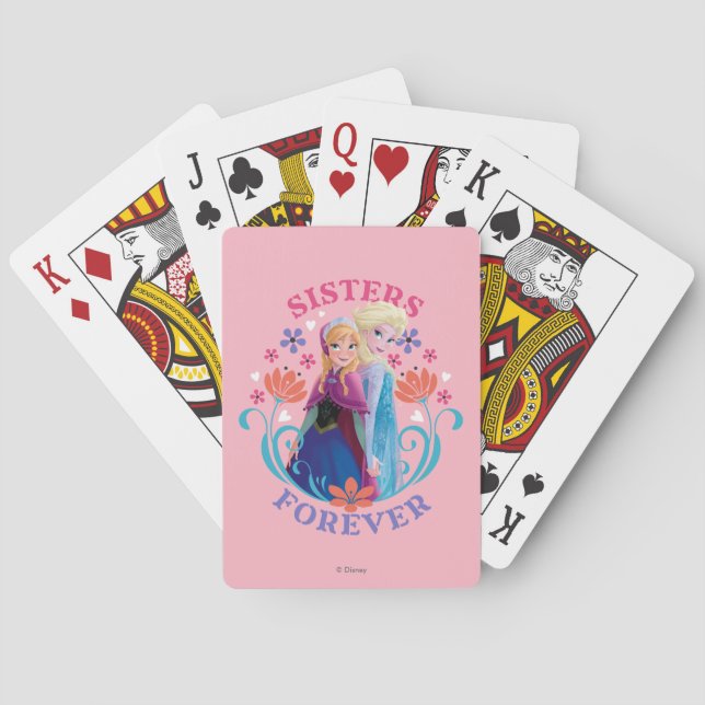 Anna and Elsa | Sisters with Flowers Playing Cards (Back)