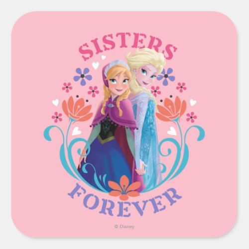 Anna and Elsa | Sisters with Flowers Square Sticker