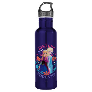 Anna and Elsa   Sisters with Flowers Stainless Steel Water Bottle