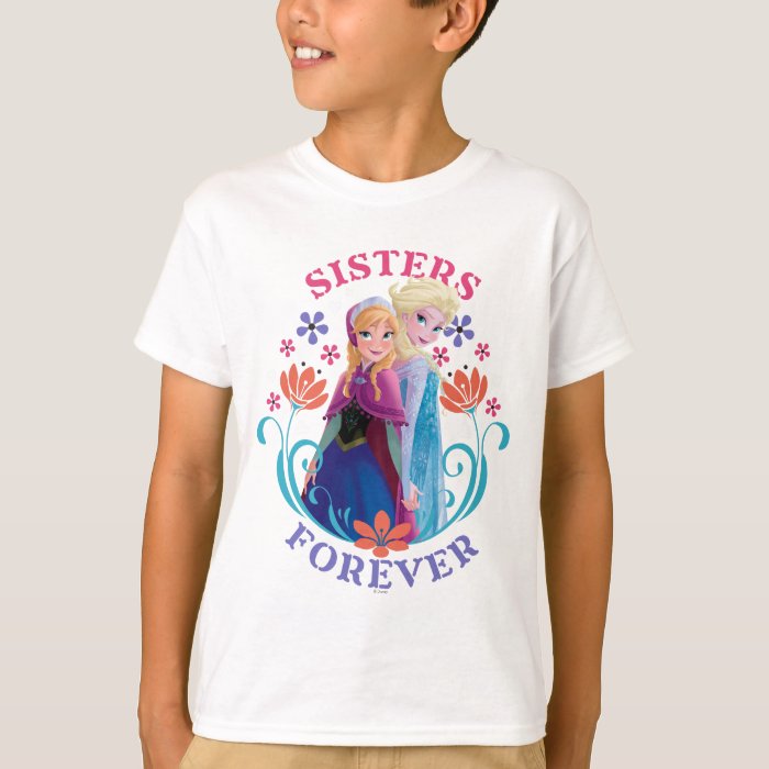 Anna and Elsa | Sisters with Flowers T-Shirt | Zazzle