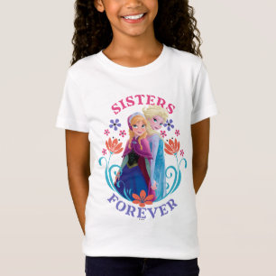 Anna and Elsa   Sisters with Flowers T-Shirt