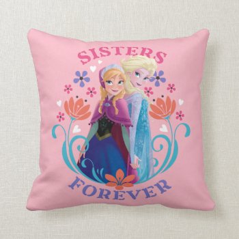 Anna And Elsa | Sisters With Flowers Throw Pillow by frozen at Zazzle