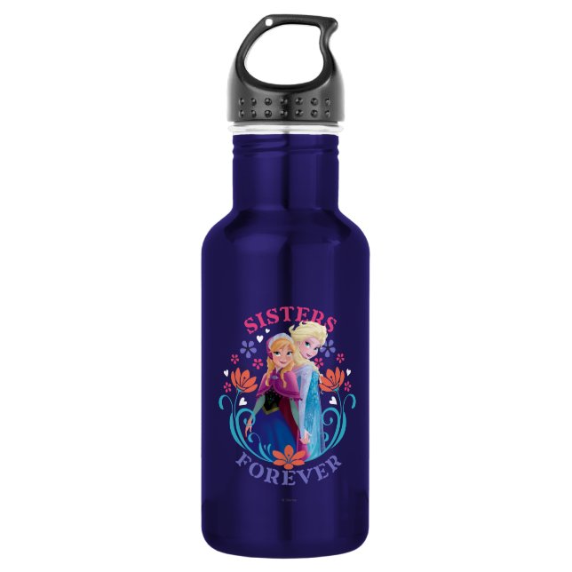 Anna and Elsa | Sisters with Flowers Water Bottle (Front)
