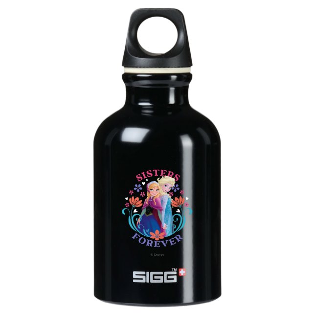 Anna and Elsa | Sisters with Flowers Water Bottle (Front)