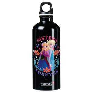 Anna and Elsa   Sisters with Flowers Water Bottle
