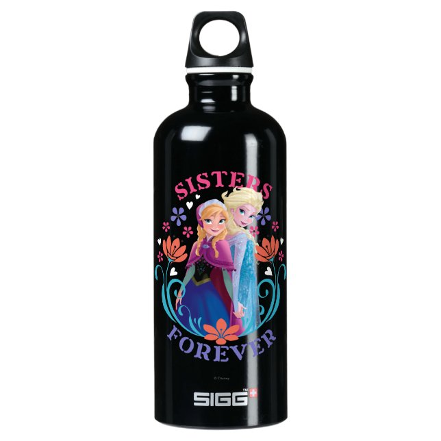 Anna and Elsa | Sisters with Flowers Water Bottle (Front)