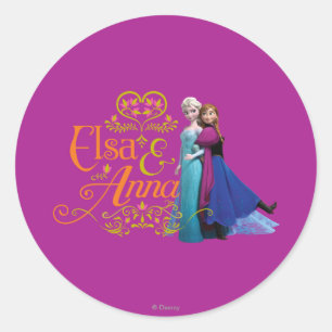 Anna and Elsa   Standing Back to Back Classic Round Sticker