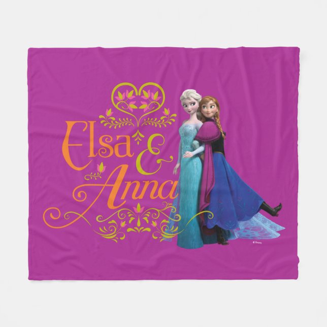 Anna and Elsa | Standing Back to Back Fleece Blanket (Front (Horizontal))