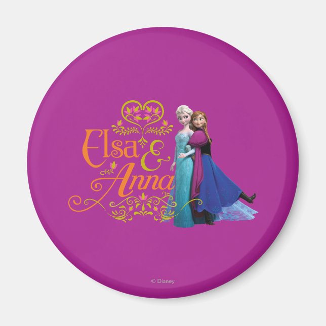 Anna and Elsa | Standing Back to Back Magnet (Front)