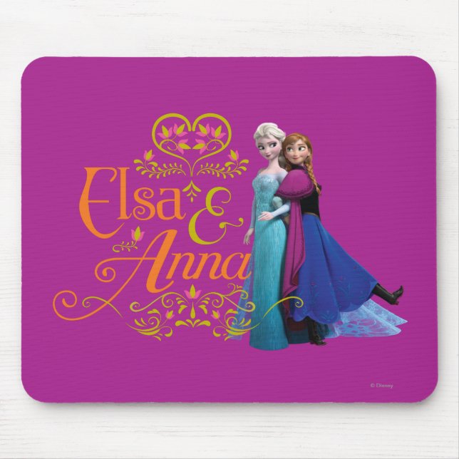 Anna and Elsa | Standing Back to Back Mouse Pad (Front)