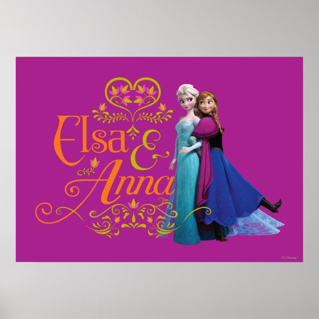 Anna and Elsa | Standing Back to Back Poster (Front)