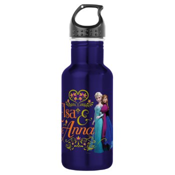 Anna And Elsa | Standing Back To Back Stainless Steel Water Bottle by frozen at Zazzle